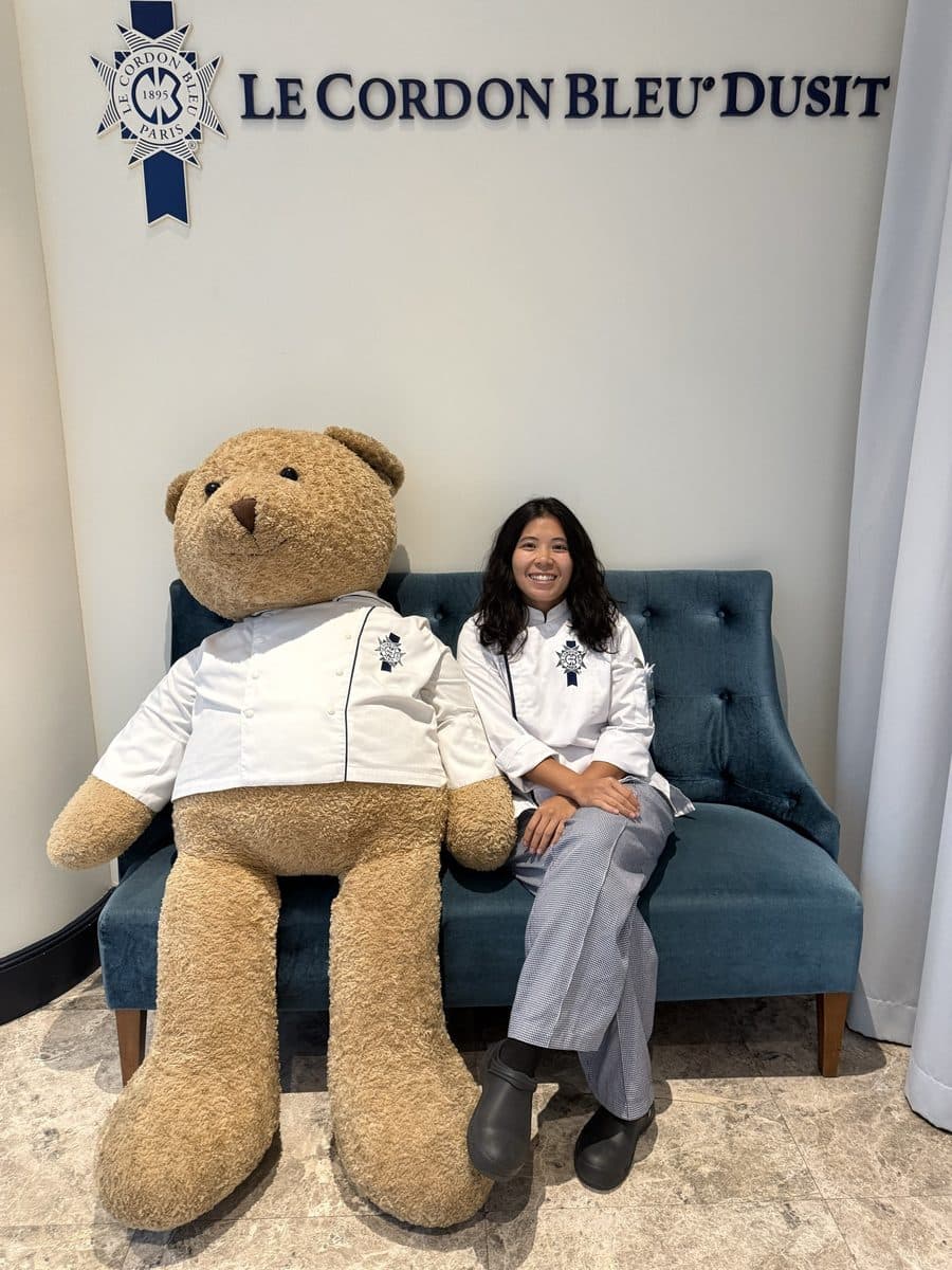 Jenny in chef whites at Le Cordon Bleu Dusit, Bangkok